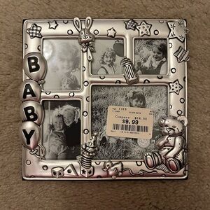 Silver plated (silver satin) baby photo frame